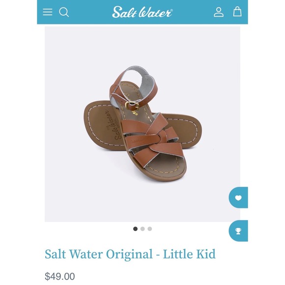 Salt Water Sandals The Original Silver Leather Kids Sandals Size 2 big girl - Picture 4 of 11